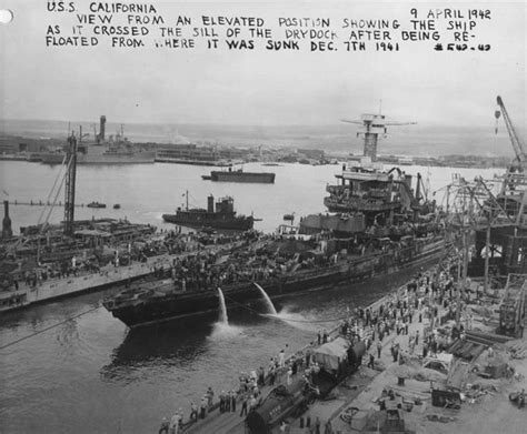 American Warship California Uss California Bb 44 In A Water Filled