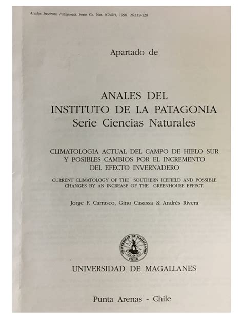 Pdf Climatología Actual Del Campo De Hielo Sur Y Posibles Cambios Por El Incremento Del Efecto