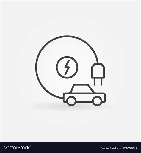 All Electric Car With Plug Outline Icon Royalty Free Vector