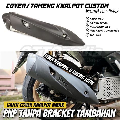 Jual Cover Knalpot NMAX AEROX Slim Racing Look Model Rob1 Tutup Tameng