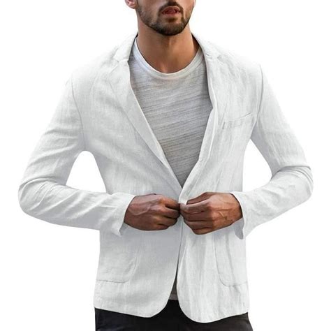 Veste Vareuse Casaque Blazer Veste En Lin Pour Homme Coupe Droite