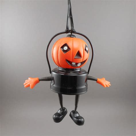 Vintage Early 1960s Halloween Theme Light Up Lantern Toy Pumpkin Jac