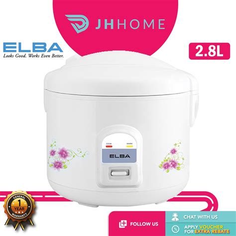 Elba L Jar Rice Cooker Erc E Wh Cook Automatic Keep Warm