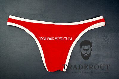 H E Arts You Re Welcum Custom Print Mens Red Contrast Cheeky Bikini