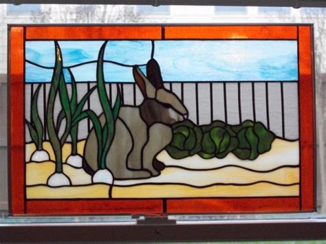 Stained Glass Bunny In Garden