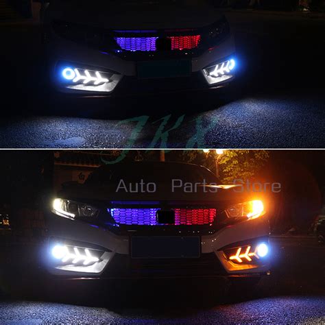 For Honda Civic Sedan K Fishbone Led Drl Cob Angel Eyes Fog