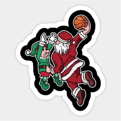 Basketball Santa Christmas Classic Round Sticker Zazzle Clip Art