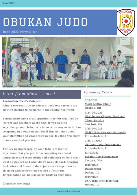 Obukan June 2022 Newsletter Obukan Judo Dojo