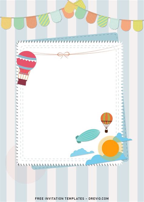 Watercolor Hot Air Balloons Birthday Invitation Templates