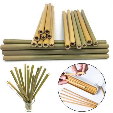 Pcs Bamboo Straw Reusable Straw Cm Organic Bamboo Drinking Straws