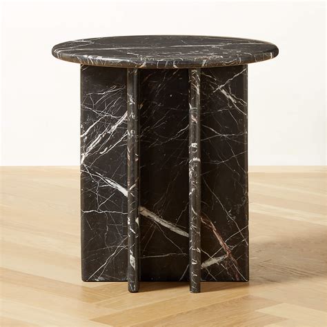 Pasar Modern Round Black Marble Side Table Reviews CB2