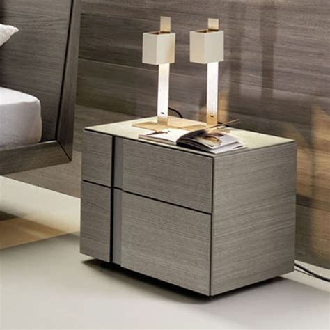 Muse 2 Drawer Bedside Table Grey Oak Modern Bedside Table Bedside