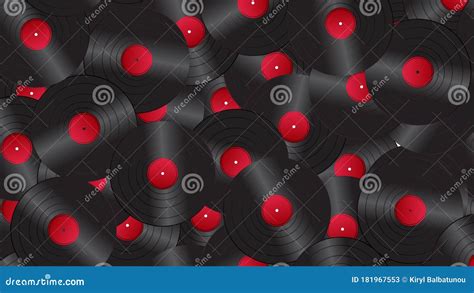 Seamless Pattern Of Retro Old Hipster Musical Audio Vinyl Records From