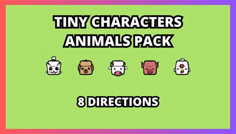 Tiny Characters Animals Pack Hand Drawn Top Down 8 Directions Gamedev