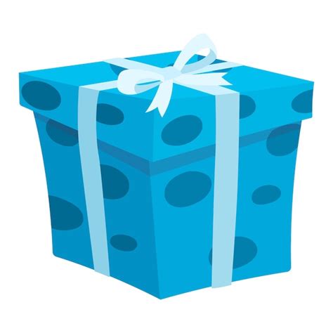 Caja de regalo azul decorada con un lazo Vector ilustración de dibujos