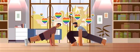 Les Gars Amoureux Font Des Exercices Physiques Gay Love Parade Transgenre Lgbt Concept Salon
