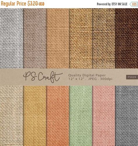 Burlap Digital Papers Linen Fabric Texture Digital Papers Etsy