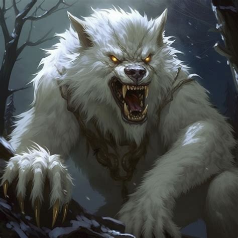 Werewolf Art: Majestic White Wolf in the Woods