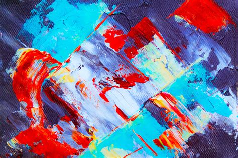 Lukisan Abstrak Merah, Biru, Putih, Dan Kuning · Foto Stok Gratis