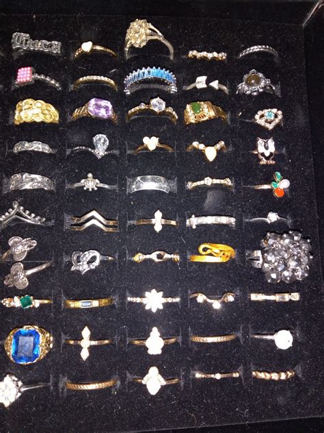 100 Varity Of Costume Rings Various Sizes And Metals - Gem