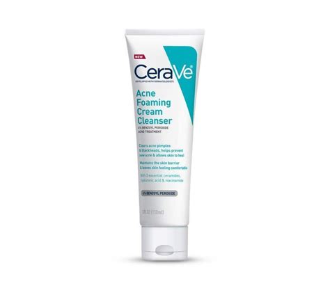 Cerave Acne Foaming Cream Cleanser With Benzoyl Peroxide •