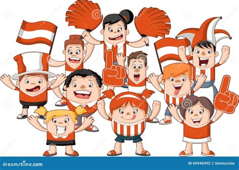 Group Of Cartoon Sport Fans Stock Vector Image 69946992