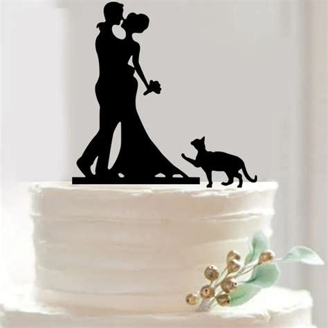 Buy Acrylic Wedding Cake Topper Romantic Couple Design With Cute Cat Wedding