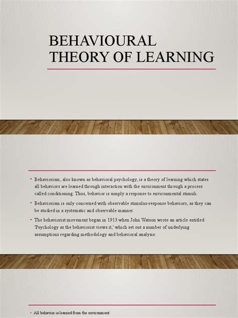 Behavioural Theory Of Learning Pdf Classical Conditioning Behaviorism