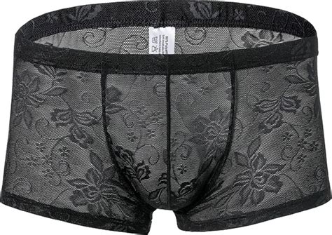 Faringoto Men S Gay Sheer Underwear Low Waist Boxer Lace Short Big