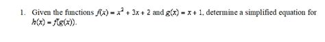 Solved 1 Given The Functions Fxx23x2 And Gxx1