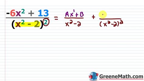 Partial Fraction Decomposition Repeated Quadratic Factor Youtube