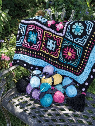 New Annie S Kit Clubs Moroccan Tile Crochet Sampler Afghan Midnight