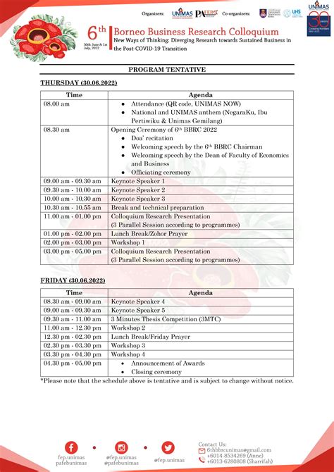 Programme Tentative