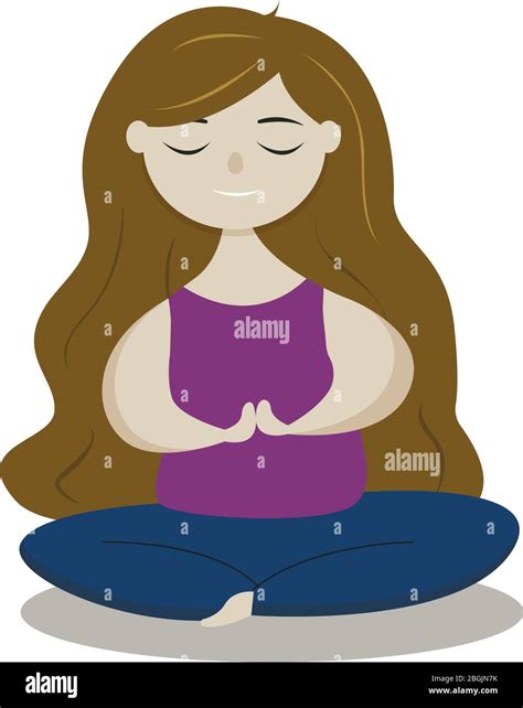 Young Woman Sitting And Practising Yoga Doing Lotus Position Vector