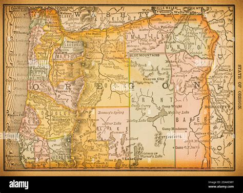 Mapa del siglo XIX de Oregón Publicado en Nuevo Atlas del dólar de los