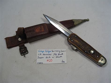 Vintage Antique SemiFolding J.A. HENCKELS Stag Handle Dagger Knife w ...