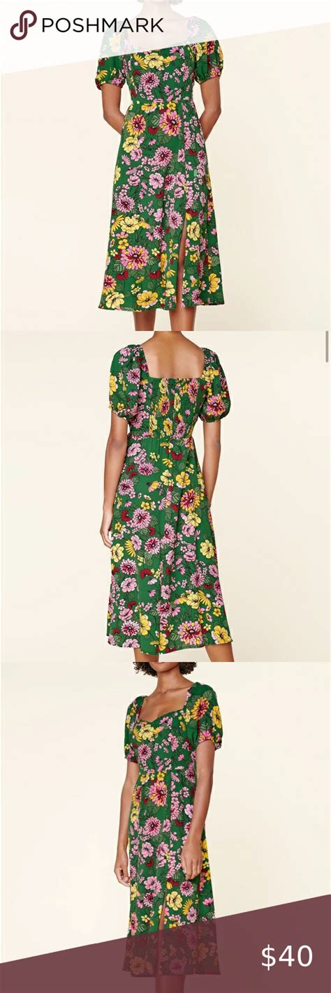 Sugarlips Everly Floral Alessi Puff Sleeve Midi Dress Puff Sleeve