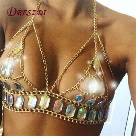 Bejeweled Crystal Body Chain Bikini Top And Belt In 2022 Gold Chains