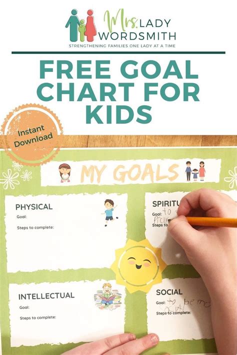 Free Goals Chart For Kids Goal Charts Charts For Kids Kids Goals