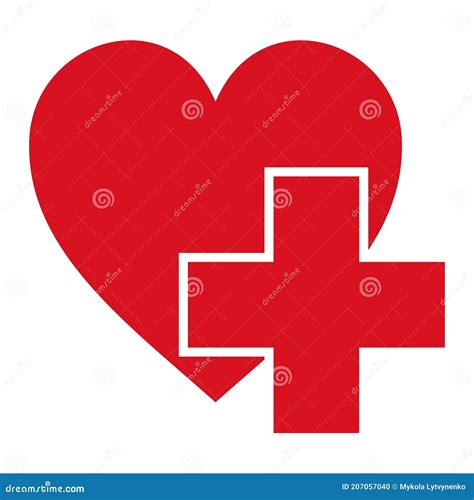 Sign Symbol Health Logo Hospital Vector Red Cross And The Heart Icon Is