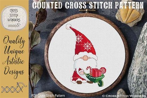 Santa Gnome Wheelbarrow Counted Cross Stitch Patterns Cross Stitch