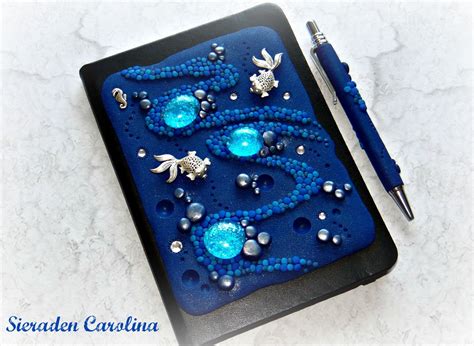 Journal Cover Water And Waves Made With Polymer Clay By Sieraden