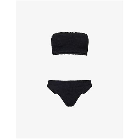Hunza G Tracey Frilled Trim Bikini Set Size Black Black Editorialist