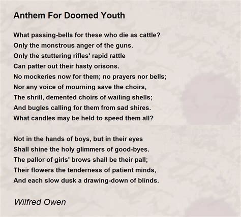 Anthem For Doomed Youth - Anthem For Doomed Youth Poem by Wilfred Owen