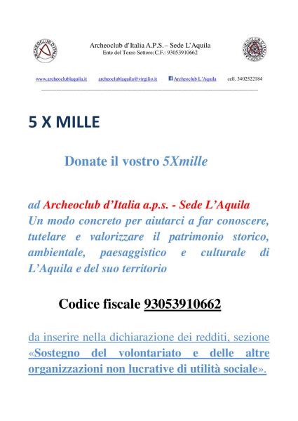 OPZIONE 5x1000 2021 Archeoclub D Italia Sede L Aquila