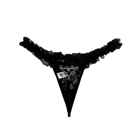 Calcinha Fio Dental Renda Detalhe Joia Preto Eross Afrodite Lust Of Love Sex Shop Online