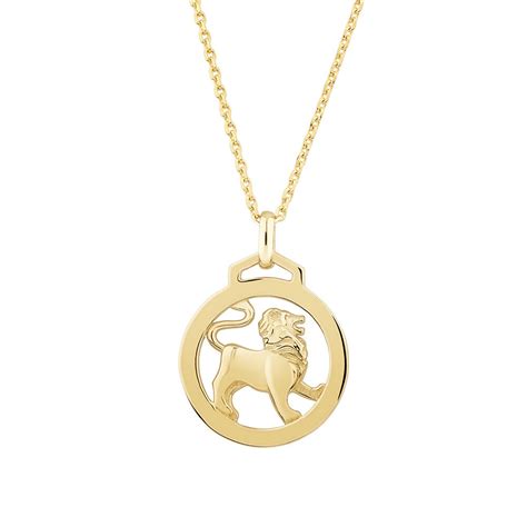 Leo Zodiac Necklace In Kt Yellow Gold