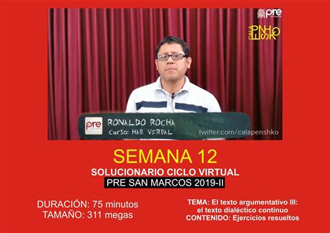 Solucionarios De La Pre San Marcos Habilidad Verbal Semana 12 Pre San