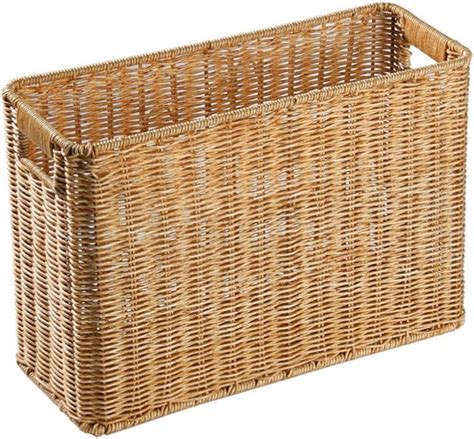 Housoutil Panier de rangement pour magazines en jonc de mer tissé porte