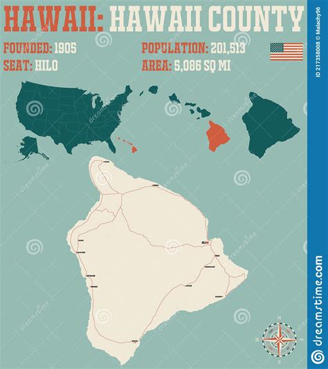 Hawaii County Map With 5 Counties Stock Photo | CartoonDealer.com ...